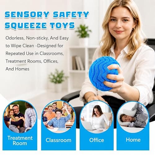 Fuzz Ball Squishy Stress Ball,Soft Fidget Squishy Fuzz Squeeze Ball for Adults,Anxiety Stress Relief Toys,Party Favors Gift for Adults (Blue Ball) thumbnail 3