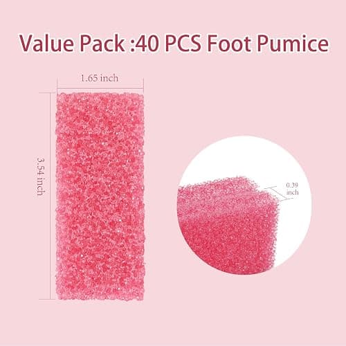 NOVAL Pumice Stone for Feet Scrubber Dead Skin Disposable Foot Pumice Foot Callus Remover Pedicure Tools Pink Pumice Sponge Nail Salon Home Use,40 PCS thumbnail 2