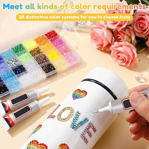 30000Pcs Bedazzling Kit, 28color Resin Jelly Rhinestones Gems Set for Bedazzling, 3mm Multi Color Flatback Rhinestones for Crafting Nail Diamond Art Cloth Shoes thumbnail 4