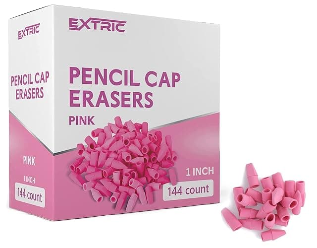Pencil Top Erasers, 144 Count Pink Cap Erasers, Pink Eraser Tops, Pencil Toppers, Pencils Cap Eraser - Image 1
