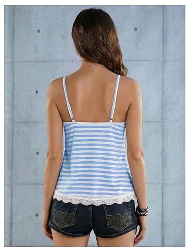 SOLY HUX Womens Y2K Lace Cami Sleeveless Striped Spaghetti Strap Camisole Gothic Babydoll Tops thumbnail 2