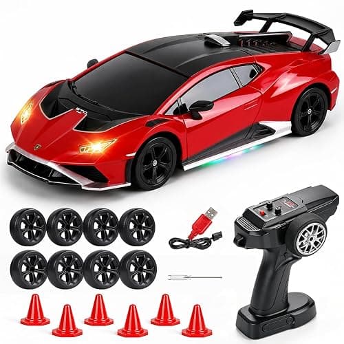 YESHIN 1:24 Lamborghini Haracan Drifting Car Red, Lamborghini Toy Car, RC Cars for Boys Age 8-12, 2.4GHz Remote Control Car with Light - Image 1