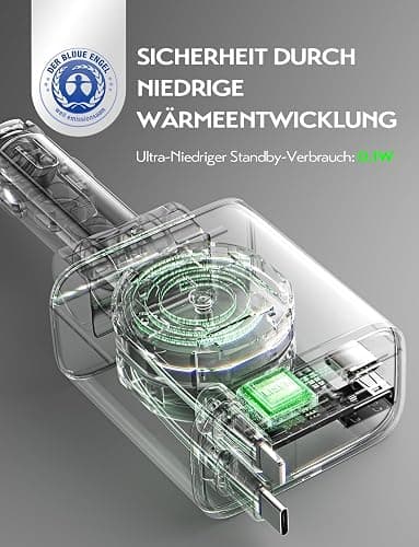 LISEN 4 in 1 Zigarettenanzünder USB C 69W Auto Ladegerät Adapter 12V, Auto Zubehör KFZ Geschenke für Männer Frauen, Reise Gadgets Camping Zubehör Car Accessoires für iPhone 16 Pro Max iPad Air 17 - Gray thumbnail 8