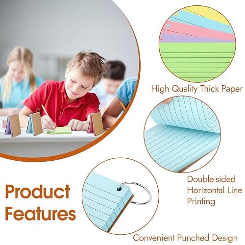 350 Pcs Index Cards With Ring, 3x5 Inches Flash Cards With Rings，Colored Heavy Notecards With Ring, Punched Lined Study Cards For School, College, Home, Office, Memory, To Do List (5 Colors) thumbnail 3