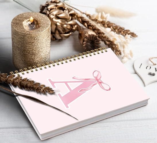 foedor Coquette Trendy Preppy Pink Bow Spiral Notebook,Initial A Journal Personalized Teen Girl Gifts,Monogrammed Gifts for Women Teen Girl,College Ruled Hardcover Spiral Notebook 5.5 x 8.3 - pink A thumbnail 4