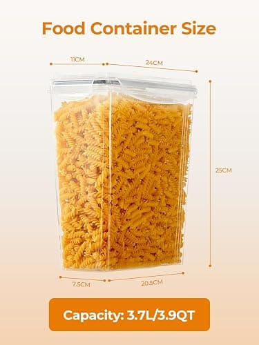 FOHERE Cereal Storage Containers with Lids, 3.7L, 4PCS, BPA-Free Plastic | Food Containers with 6 Labels, Pantry Organizers for Cereal, Cornflakes, Flour, Cereal Dispenser for Kitchen Storage thumbnail 3