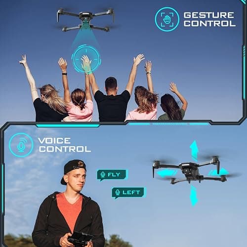 DEERC D60 Drone with Camera for Adults and Kids, 1080P HD FPV, Foldable RC Quadcopter with Gesture & Voice Control, Gravity Sensor, 22 Min Flight, Altitude Hold, Headless Mode, Beginner-Friendly Gift thumbnail 6