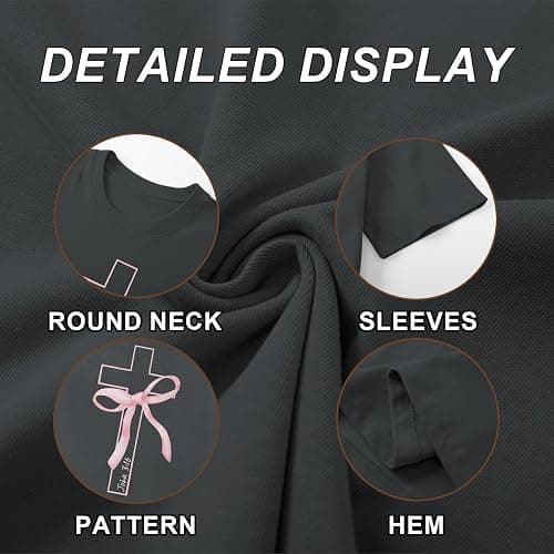BINTEHGS Christian Faith Cross T Shirts for Women God Oversized Bow Graphic Tshirts Cute Tees Coquette Top for Teen Girls thumbnail 6