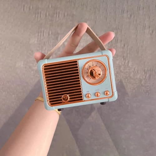 QUEQIMU Retro Bluetooth Speaker, Wireless Mini Portable Speakers Support USB/TF Card/AUX, Vintage Decor, Retro Radio Bluetooth Speaker for Kitchen Desk Bedroom Office Outdoor, Gifts for Teens, Blue thumbnail 9