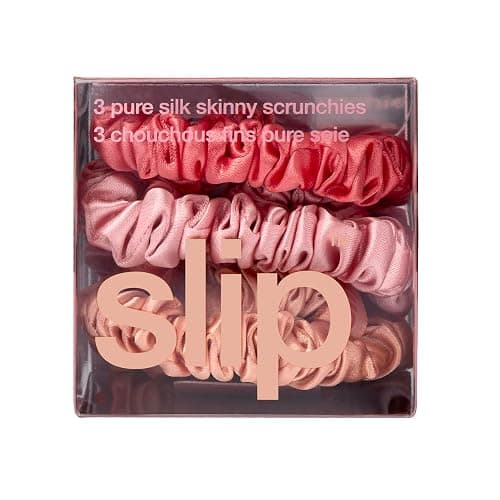 SLIP Amazon Exclusive Skinny Scrunchies: Anti-Crease, Anti-Breakage Slipsilk™ Design Protects Delicate Hair | Includes 3 Pure Silk Scrunchies, Sherbet thumbnail 2