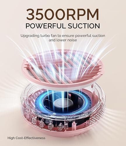 MelodySusie Rechargeable Nail Dust Collector,Compact Vacuum Fan Cordless Dust Collector with Reusable Filter,SProR Powerful Dust Suction Machine for Acrylic Gel Polish Manicure at Salon&Home, Pink thumbnail 4