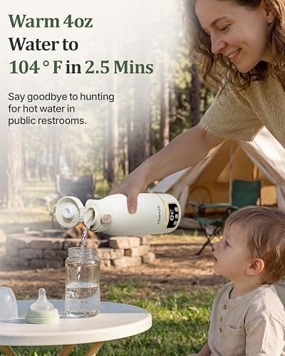 Portable Bottle Warmer for Travel, Heats for Breastmilk & Formula & Water | Precise Temp Control 2X Faster Heating 17 OZ Milk Warmer On the Go Long Battery Life Leak-Proof for Travel & Home Baby Gift thumbnail 3
