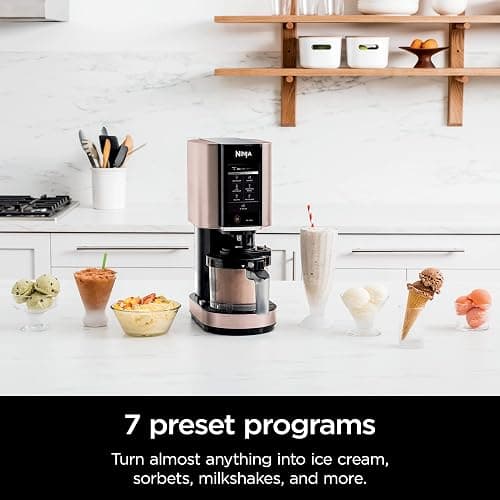 Ninja NC301 CREAMi Ice Cream Maker, for Gelato, Mix-ins, Milkshakes, Sorbet, Smoothie Bowls & More, 7 One-Touch Programs, with (2) Pint Containers & Lids, Compact Size, Perfect for Kids, Rose Gold thumbnail 4