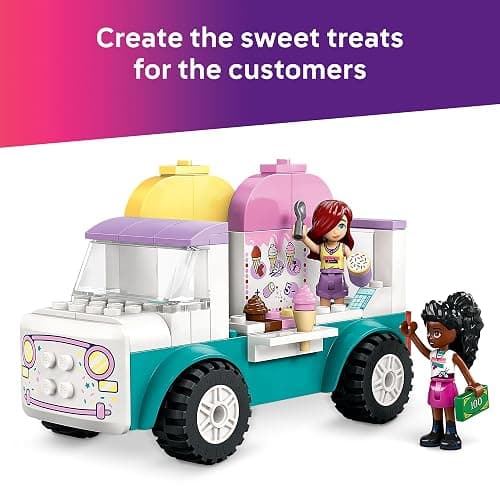 LEGO Friends Heartlake City Ice Cream Truck Toy - Building Toy Pretend Play Set for Kids, Girls and Boys, Ages 4+ - Preschool Building Blocks with 2 Minidolls and Rabbit Figure - 42644 thumbnail 5
