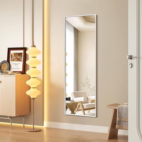 AAZZKANG Grand miroir mural rectangulaire pleine longueur à suspendre sur porte avec cadre en métal 110 x 35 cm pour chambre à coucher, salon, salle de bain, blanc - 110L x 35l cm - Blanc thumbnail 7