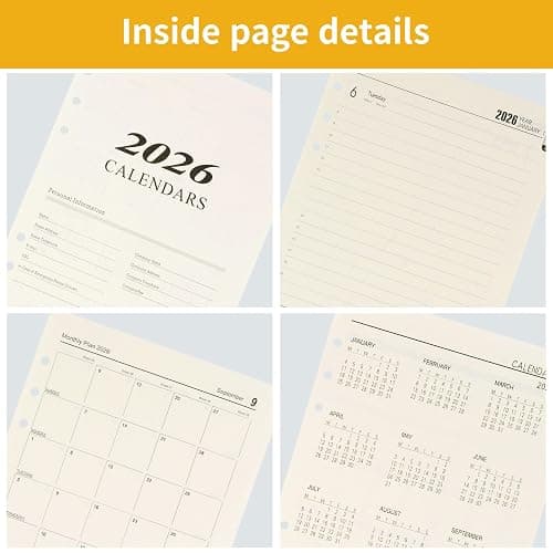 Agenda semainier 2026, format A5, format A5, 6 trous, 176 pages, 139 x 206 mm, recharge de papier pour planificateur, agenda, projets de bricolage thumbnail 5