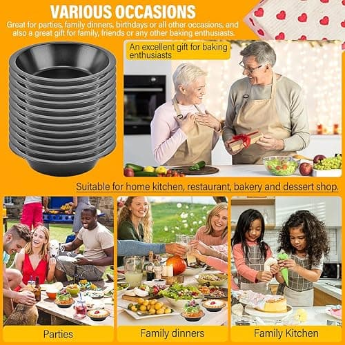 12 Pack 5 inch Mini Pie Pans Reusable Small Round Pie Pans Carbon Steel for Baking Cake Bread Meat Dessert Fruit Pumpkin Pies Egg Tart thumbnail 5