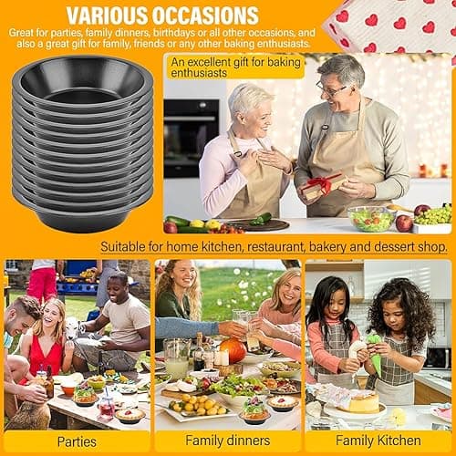 12 Pack 5 inch Mini Pie Pans Reusable Small Round Pie Pans Carbon Steel for Baking Cake Bread Meat Dessert Fruit Pumpkin Pies Egg Tart thumbnail 6