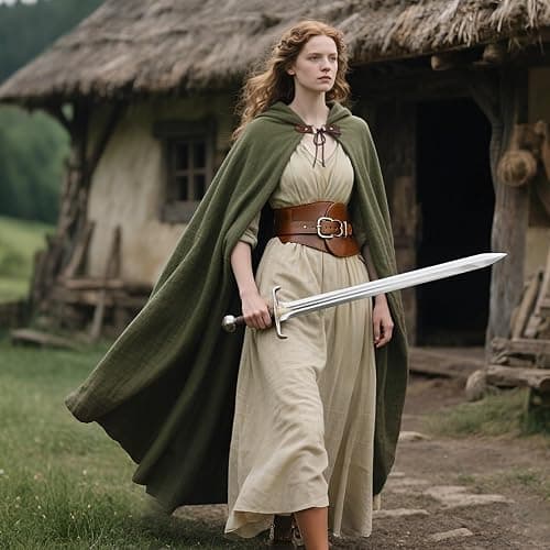 L'VOW Medieval Hooded Cloak Linen Renaissance Cape with Hood - Halloween Hobbit Cosplay Witch Wizard LARP thumbnail 5