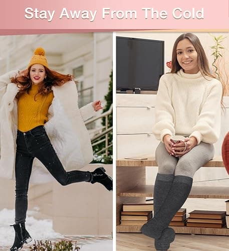 BLONGW Warm Thermal Boot Socks for Women - Knee High, Winter, Running, Hiking, Gifts - Thick Socks for Cold Weather thumbnail 2