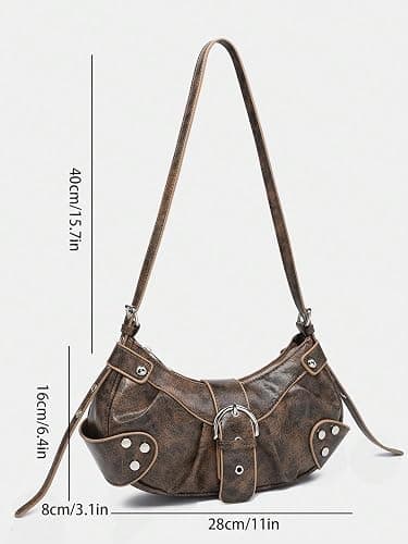 Verdusa Women's Pleated Hobo Shoulder Bags Metallic PU Leather Clutch Handbag - One Size - Brown thumbnail 5