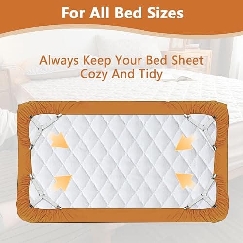 LKbeuuu 4PCS Bed Sheet Straps with Metal Clips, Adjustable Elastic Fitted Sheet Holders for Corners, Keep Bedding Wrinkle-Free, Easy to Install Durable Fasteners, Mattresses (White) thumbnail 6