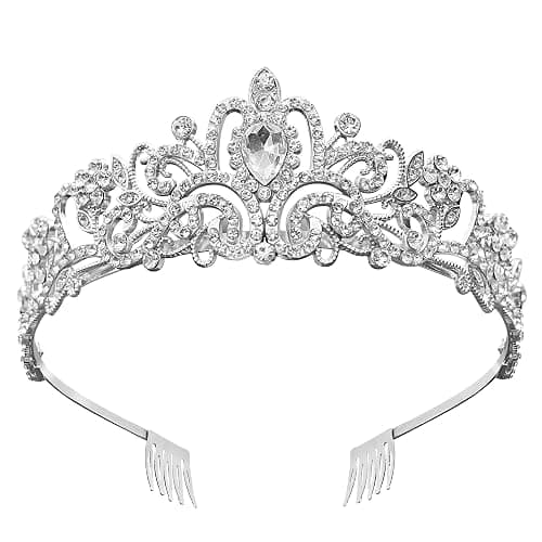 LUXURRI Tiaras for Women Princess Crowns for Woman Crystal Silver Headband for Women Rhinestone Hair Accessories Halloween Tiara for Girls Birthday Tiara Silver Crown for Costume Prom - Image 1