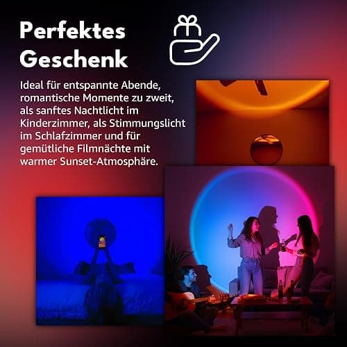 Aromaholik Sunset Lampe LED RGB, Sonnenuntergang Projektionslampe mit HD Linse, 180° drehbar, USB, Fernbedienung, TikTok Stimmungslicht thumbnail 7