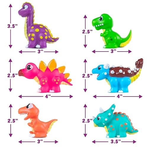 Tub Works® Dinos™ Dinosaur Light Up Bath Toys, 6 Pack | Water-Activated Light Up Toys Flash & Change Color | Easy-Grip Baby & Toddler Bath Toys | Sensory Bath Lights Watertight Bathtub Toys thumbnail 2