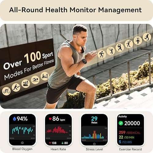 Yoever Smart Watch for Women Men, 1.91" HD Screen with Alexa, Answer/Call | Fitness Tracker with 110+ Sport Modes, Sleep/Heart Rate/SpO2 Monitor, IP68 Waterproof, Compatible for iPhone/Samsung/Android thumbnail 3
