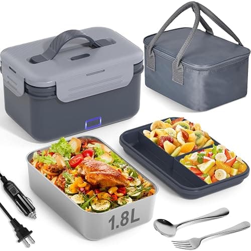 Vabaso 1.8L Electric Lunch Box for Adults, 100W Heated Lunch Box for Car/Truck Home/Work, Portable Food Warmer Heating LunchBox with 61oz Stainless Steel Container, 12V/24V/110V/220V - Image 1