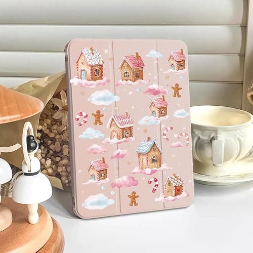 CozyNestCY Cute Christmas Gingerbread Case for 10.9 "Ipad 10Th Cartoon Pink Clouds Cover for Ipad Auto Sleep/Wake Anti-Slip Shockproof Soft Silicone Case Fashion Xmas Shell &Pencil Holder(Girl Women) thumbnail 8