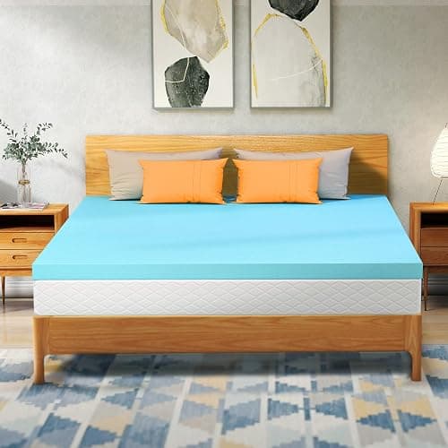 VALUXE Queen Mattress Topper 3 Inch Cooling Gel Memory Foam, CertiPUR-US Certified Topper & Pad for Back Pain Relief, Soft Breathable Bedding with Pressure Relief (Blue) thumbnail 7