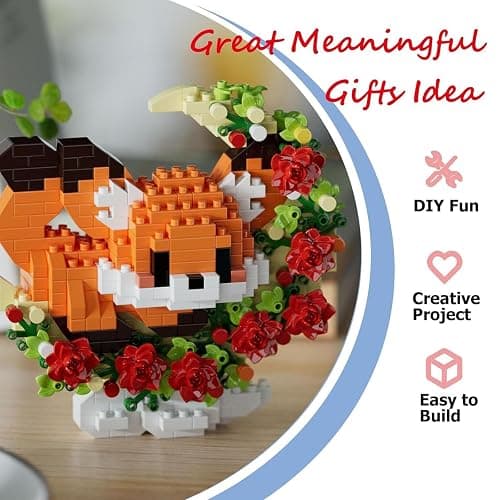 TENYEAH 2 Packs Animals Micro Building Block - Fox & Pig, Cute Building Block Set Animals for Goodie Bags Stuffer, Fox & Pig & Rose on The Moon, Classroom Favor thumbnail 2