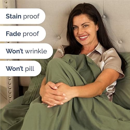 King Size 4 Piece Sheet Set - Comfy Breathable & Cooling Bed Sheets Set - Hotel Luxury Bedding for Women, Men, Kids, Teens, Boys & Girls - Deep Pockets, Soft and Wrinkle Free - Oeko-Tex - Sage Green thumbnail 6