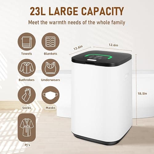 EYDMTE Towel Warmer for Bathroom, 23L Large Towel Warmers, Heated Towel Warmer Bucket with LED Display, 3 Heating Modes, 20/40/60 Min, Auto Shut Off, Child Lock, Black thumbnail 2