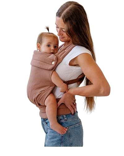 Mabē Monarch Ergonomic Baby Carrier – Premium Cotton Soft Structured Newborn to Toddler Carrier with Hip-Healthy Design, 3 Carry Positions (7-35lbs), Lightweight & Breathable, (Mocha) - Image 1