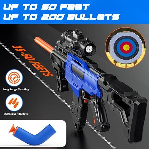 Toy Gun Automatic Sniper Rifle with Lanyard, Electric Realistic Toy Foam Blasters- 200 Darts, Tactical Vest Set, Scope and 2 Clips, Cool Toys for Kids Ages 8-12, Birthday Xmas Gifts for Boys thumbnail 3