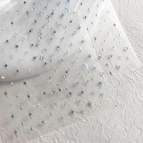 2 Sheets Star Nail Stickers 5D Embossed Nail Decals for Nail Art Self Adhesive Silver Aurora Star Nail Art Stickers with Glitter Shiny Nail Design Supplies for DIY Manicure for Women Girls thumbnail 5