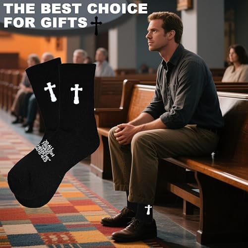 Ao Yee ZGL 3 Pairs Christian socks Prayer socks Birthday Gifts for Dad,Men Husband Grandp Fathers Day Christmas thumbnail 6