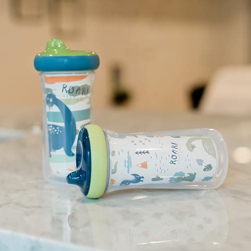 The First Years Dinosaur Kids Insulated Sippy Cups - Dishwasher Safe Spill Proof Toddler Cups - Ages 12 Months and Up - 9 Ounces - 2 Count thumbnail 2