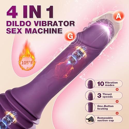 Sex Toys Dildo Vibrator Machines - 12.85 Inch Realistic Dildos with 10 Vibration & 3 Thrusting & Heating Modes, Adult Machine G Spot Clit Anal Toy with Removable Suction Cup for Women Men Couple thumbnail 2
