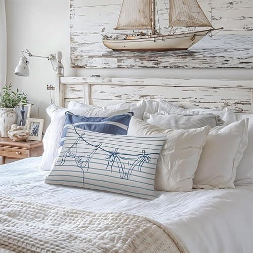 Lacama Coastal Throw Pillow Cover 12x20, Coastal Room Decor, Blue Dorm Decor, Preppy Bikini Prints Decorative Throw Pillow Covers Pillowcases for Couch Bed Girly Room Bedroom Dorm thumbnail 2