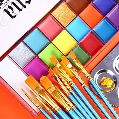 UCANBE Face Body Paint Set-Athena Painting Palette,10 Professional Artist Brush,Large Deep Pan Ideal for Halloween Cosplay Party SFX Arty Stage Makeup thumbnail 3