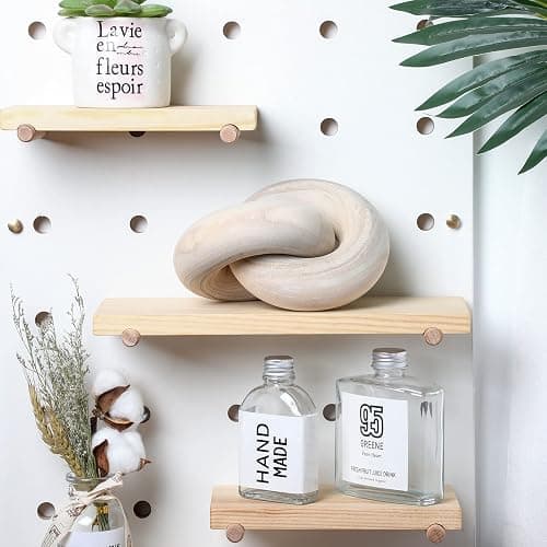 Yalikop 2 Link Wood Chain Link Decor Coffee Table Wooden Knot Decor,Wood | Hand Carved Wooden Knot, Modern Farmhouse Ornament, Boho Rustic Natural Chain Items, Home Living Room Shelf Decorations thumbnail 5