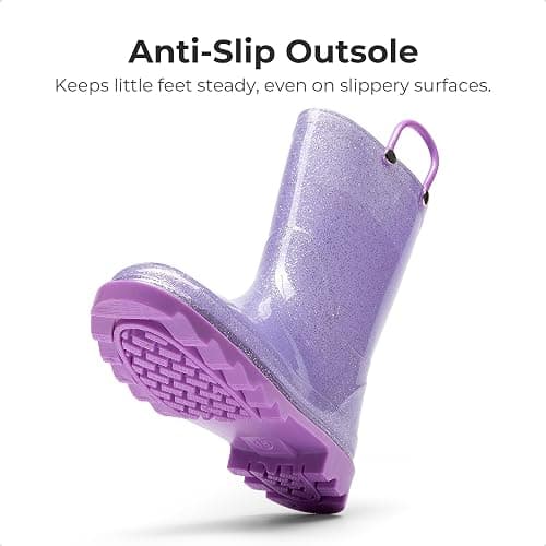 DREAM PAIRS Kids Rain Boots Glitter Boys Girls with Easy-on Handles Sparkly Waterproof Boots Outdoor Playing Rain Boots Unisex-Child thumbnail 4