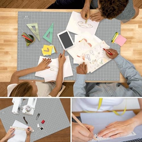 Headley Tools Thickened 24 x 36 Inch Self Healing Sewing Cutting Mat, A1 Rotary Cutting Sewing Mat for Crafts, Double Sided 5-Ply Table Cutting Board for Fabric Quilting Leather Hobby, Grey/Black thumbnail 6
