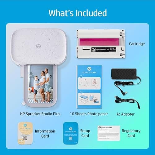 HP Sprocket Studio Plus 4x6 Wireless Instant Photo Printer, 10 Sheets + Cartridge, Wi-Fi, Premium Dye Sublimation, Compact Home Use, Prints Vibrant Color Pictures, Editing App for Creative Photos thumbnail 2