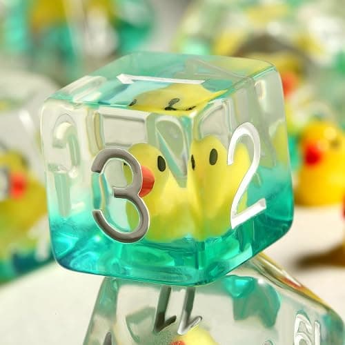 Duck DND Resin Dice, DNDND 7PCS Dungeons and Dragon Dice Set with Velvet Bag for D&D Role Playing Games and Tabletop Games（Duck thumbnail 4