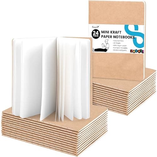 Koogel 24PCS Mini Notebooks,Blank Pocket Notepads 8.9x12.7cm Brown Notebooks Small Journal for Students Traveler School Supplies 30 Sheets - Image 1